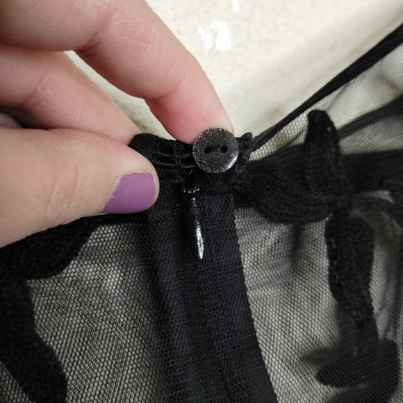 EShakti Wayward Fancies Black Floral Embellished Illusion Tulle & Dupioni Dress - Picture 6 of 10